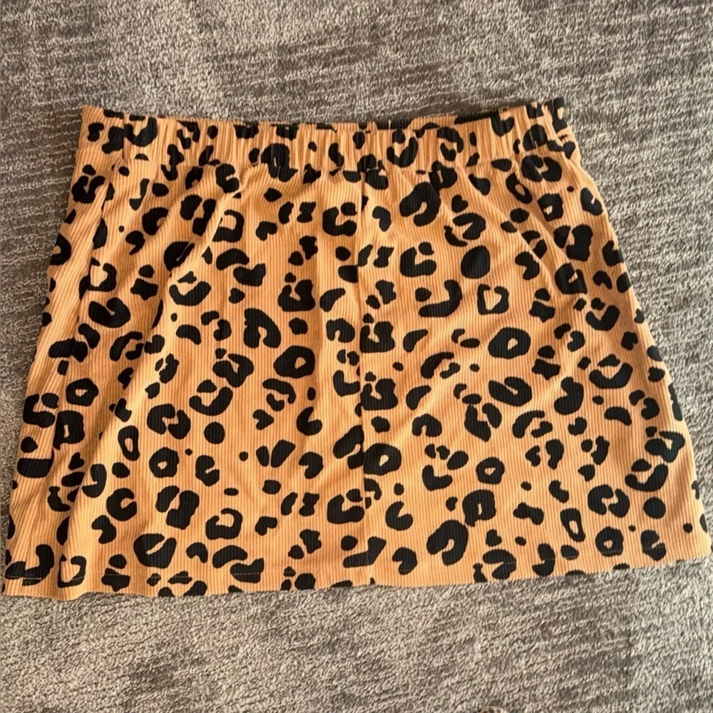 SHEIN MINI CORD LEOPARD CHEETAH SKIRT NWOT 1X ANIMAL PRINT CURVE ELASTIC WAIST